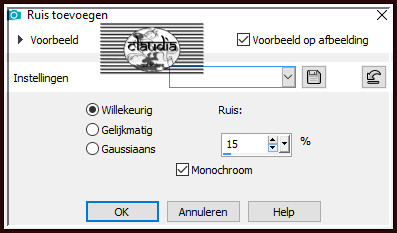 Aanpassen - Ruis toevoegen/verwijderen - Ruis toevoegen : (= Grofkorreligheid)